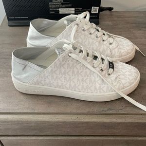 Michael Kors signature white and silver sneakers